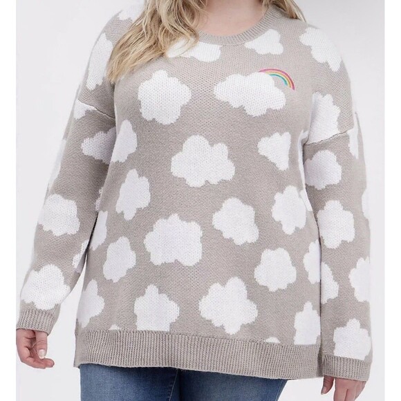 Torrid Rainbow Cloud Pullover Sweater Crew Neck Womens Size 3X Drop Shoulder - Picture 6 of 9